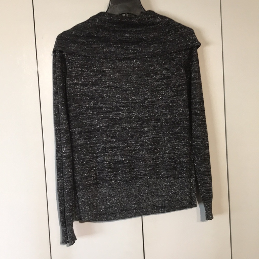 Liz Claiborne Cowl Neck Sweater Womens L Black Silver Marled Knit Long Sleeve - Picture 8 of 12